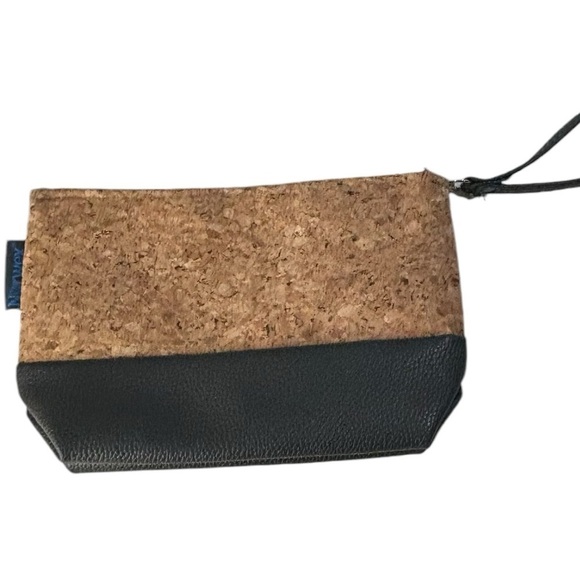 Norwex Cork Cosmetic Bag Consultant Travel Zipper Pull Tan/Black NEW - Picture 10 of 10